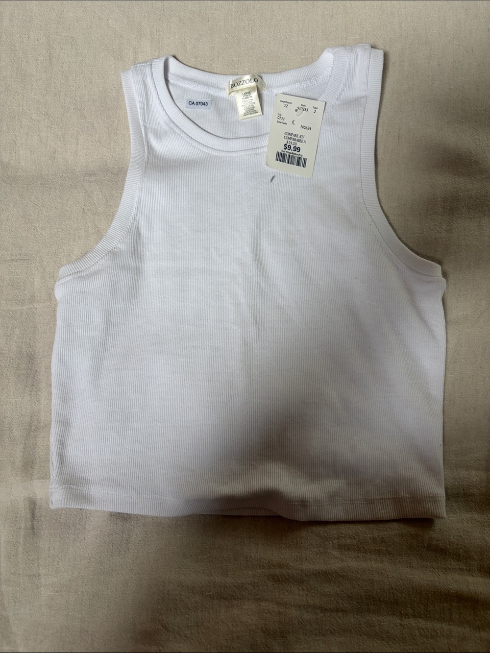 Bozzolo White Ribbed Kids Tank Top